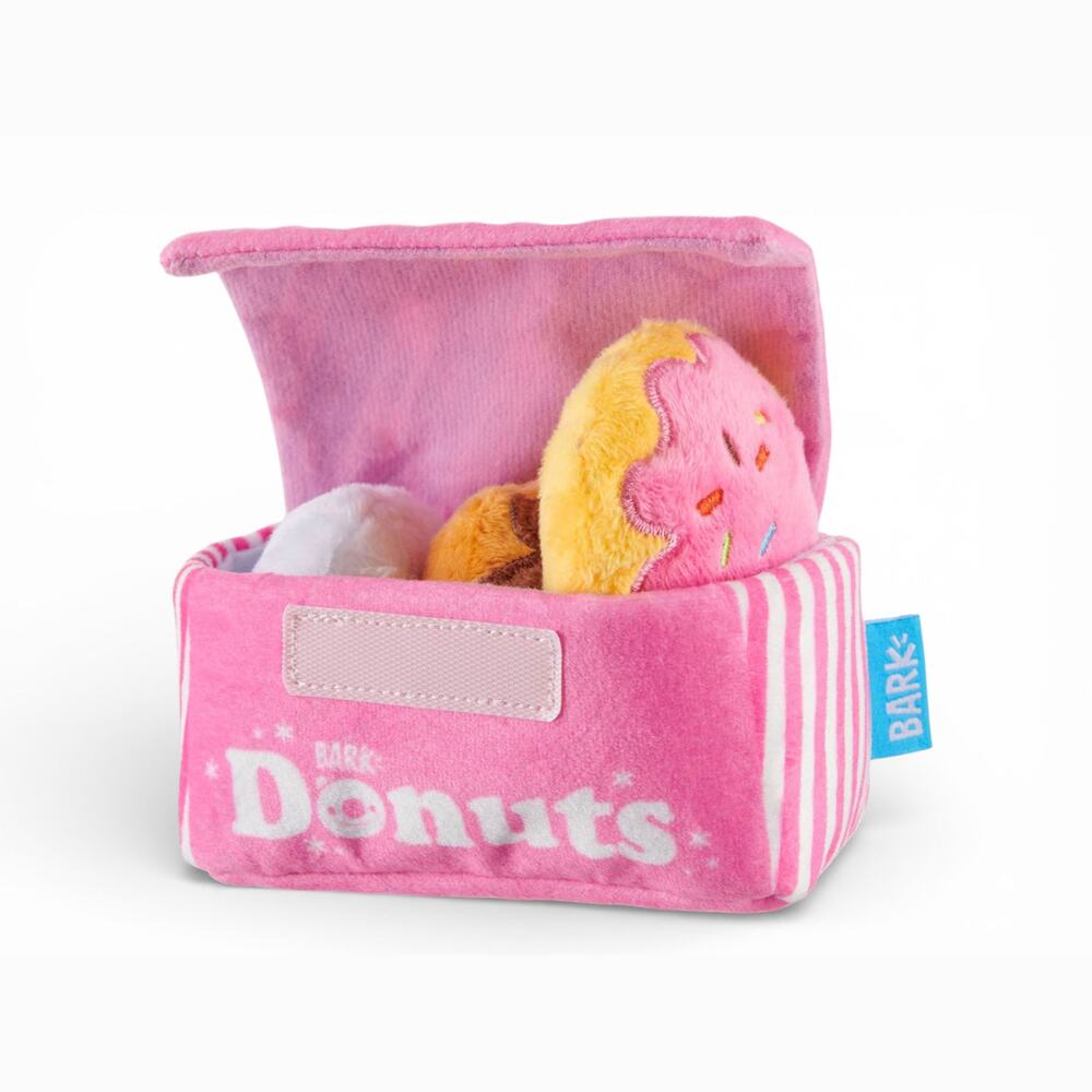 BARK Dog Toys Barker's Dozen Donuts Interactive Hide and Seek Plush Squeak Toy - Picture 1 of 5